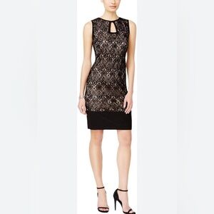 R & M Richards Black Lace Cocktail Dress with Taupe Lining - Size 10 - NWT!